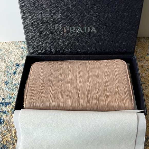 Powder Pink Prada Zip around Wallet - Picture 3 of 7
